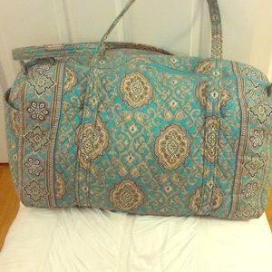 Vera Bradley LARGE Blue and Brown Paisley Duffle